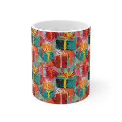Abstract Christmas Gifts Pattern Ceramic Mug 11oz