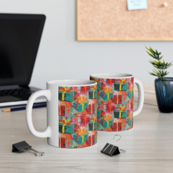 Abstract Christmas Gifts Pattern Ceramic Mug 11oz