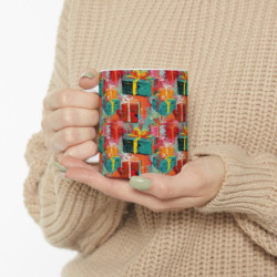 Abstract Christmas Gifts Pattern Ceramic Mug 11oz