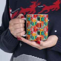 Abstract Christmas Gifts Pattern Ceramic Mug 11oz