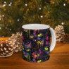 Freaky Neon Halloween Cat Pattern Ceramic Mug 11oz