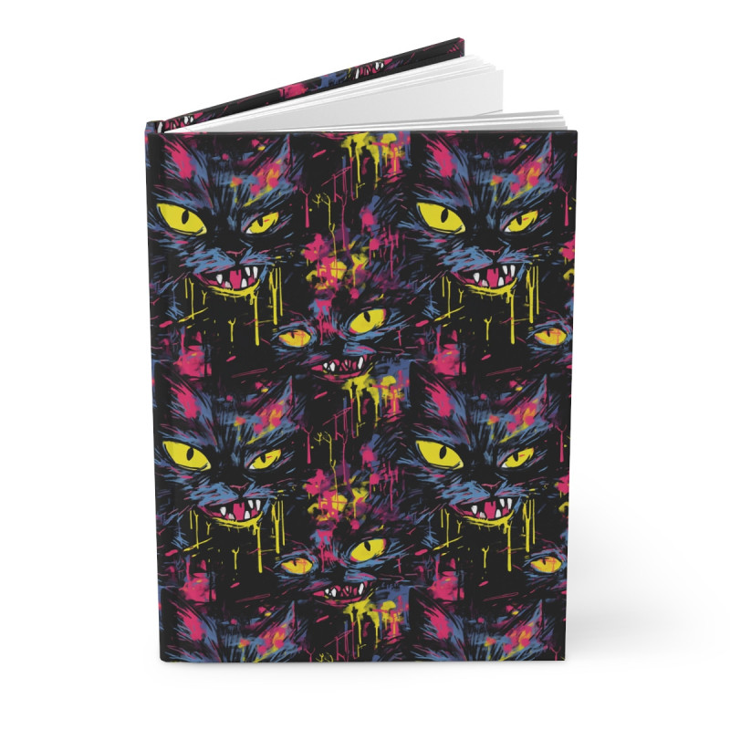 Freaky Neon Halloween Cat Pattern Journal, Matte,  8" x 5.7"