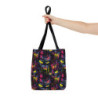 Freaky Neon Halloween Cat Pattern Tote Bag