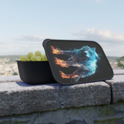 Fiery Wolf Eco-Friendly Bento Box with Band and Utensils