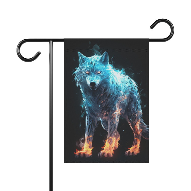 Fiery Wolf Design Garden & House Flag Banner