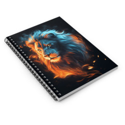 Fiery Lion Spiral Notebook - Ruled Line, 8" x 6"