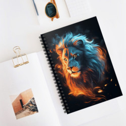 Fiery Lion Spiral Notebook - Ruled Line, 8" x 6"