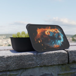 Fiery Lion Eco-Friendly Bento Box with Band and Utensils