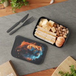 Fiery Lion Eco-Friendly Bento Box with Band and Utensils