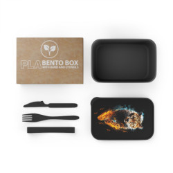 Fiery Cheetah Eco-Friendly Bento Lunch Box with Band and Utensils