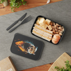 Fiery Cheetah Eco-Friendly Bento Lunch Box with Band and Utensils