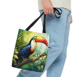 Brightly Colored Toucan in the Rainforest Tote Bag