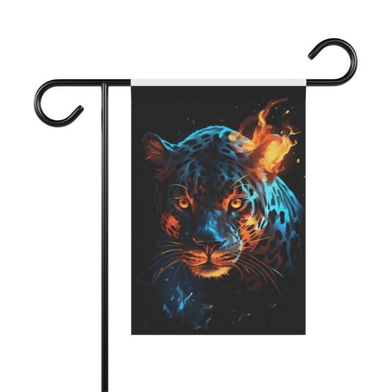 Fiery Leopard Design Garden & House Flag Banner