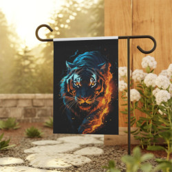 Fiery Tiger Design Garden & House Flag Banner