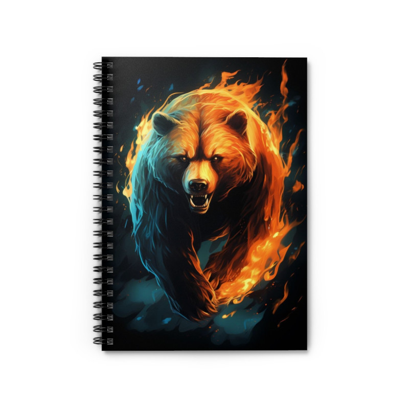 Fiery Bear Spiral Notebook - Ruled Line, 8" x 6"