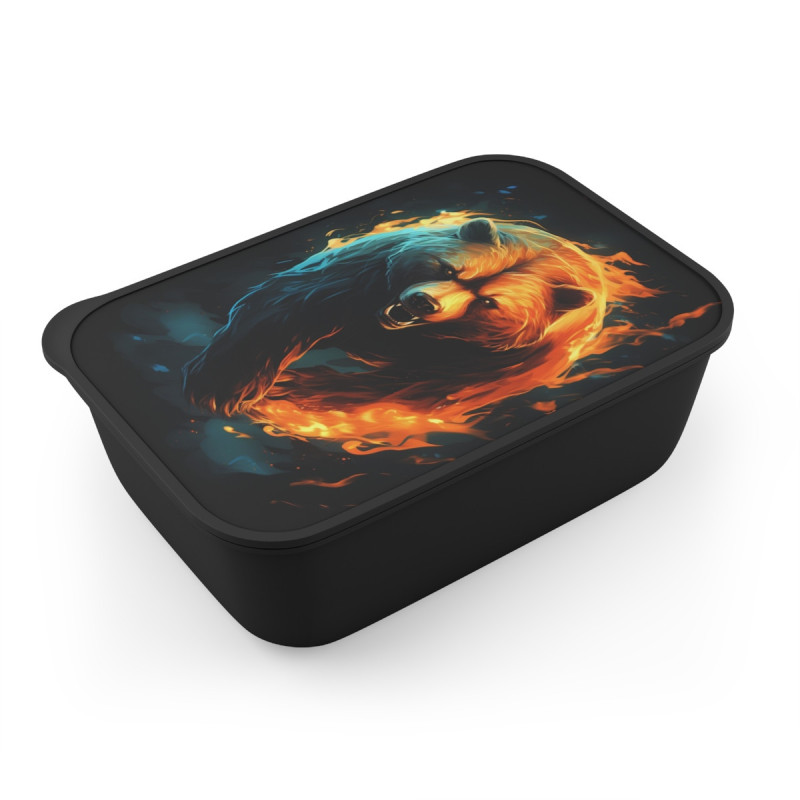 Fiery Bear Eco-Friendly Bento Box with Band and Utensils