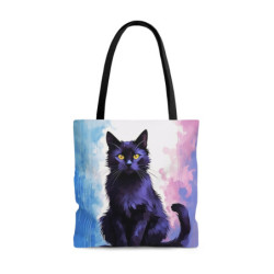 Watercolor Black Cat Tote Bag