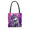 Maine Coon Cat on a Purple Background Tote Bag