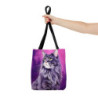 Maine Coon Cat on a Purple Background Tote Bag