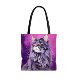 Maine Coon Cat on a Purple...