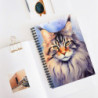 Watercolor Maine Coon Cat Spiral Notebook - Ruled Line, 8" x 6"