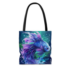 Blue and Purple Betta Fish Tote Bag