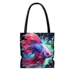 Purple and Red Betta Fish Tote Bag