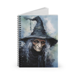 Halloween Crone Witch in a Crooked Hat Spiral Notebook - Ruled Line, 8" x 6"