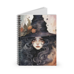 Pretty Halloween Witch With Fall Accents Spiral Notebook - Ruled Line, 8" x 6"