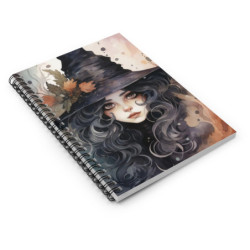 Pretty Halloween Witch With Fall Accents Spiral Notebook - Ruled Line, 8" x 6"