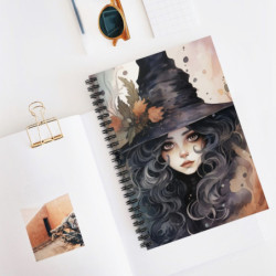 Pretty Halloween Witch With Fall Accents Spiral Notebook - Ruled Line, 8" x 6"