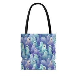 Spooky Ethereal Halloween Ghosts Pattern Tote Bag