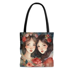 Fairy Tale Princesses Snow White and Rose Red Tote Bag