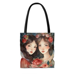 Fairy Tale Princesses Snow White and Rose Red Tote Bag