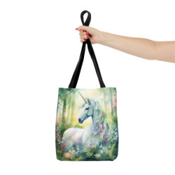 Fairy Tale Fantasy Unicorn in a Magical Forest Tote Bag