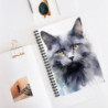 Watercolor Grey Cat Spiral Notebook - Ruled Line, 8" x 6"