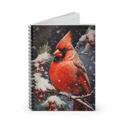 Cardinal Bird in a Snowy Winter Scene Spiral Notebook  - Ruled Line, 8" x 6"