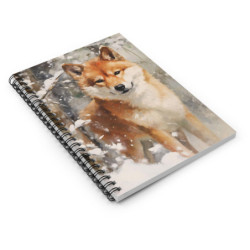 Shiba Inu Dog  in a Snowy Winter Scene Spiral Notebook  - Ruled Line, 8" x 6"