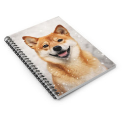 Shiba Inu Dog in the Snow Winter Scene Spiral Notebook  - Ruled Line, 8" x 6"