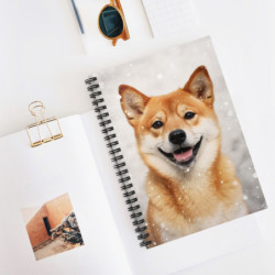 Shiba Inu Dog in the Snow Winter Scene Spiral Notebook  - Ruled Line, 8" x 6"