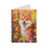 Abstract Shiba Inu Dog in A Summer Garden Spiral Notebook  - Ruled Line, 8" x 6"