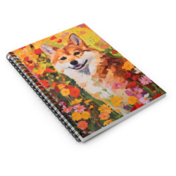 Abstract Shiba Inu Dog in A Summer Garden Spiral Notebook  - Ruled Line, 8" x 6"