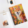 Abstract Shiba Inu Dog in A Summer Garden Spiral Notebook  - Ruled Line, 8" x 6"