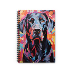 Abstract Black Labrador Retriever Dog Portrait Spiral Notebook  - Ruled Line, 8" x 6"