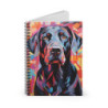 Abstract Black Labrador Retriever Dog Portrait Spiral Notebook  - Ruled Line, 8" x 6"