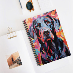 Abstract Black Labrador Retriever Dog Portrait Spiral Notebook  - Ruled Line, 8" x 6"