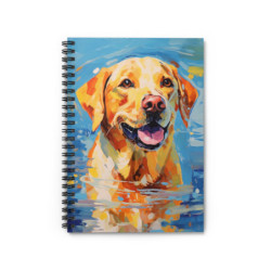 Golden Labrador Retriever Dog in the Water Spiral Notebook  - Ruled Line, 8" x 6"