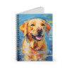 Golden Labrador Retriever Dog in the Water Spiral Notebook  - Ruled Line, 8" x 6"