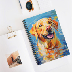 Golden Labrador Retriever Dog in the Water Spiral Notebook  - Ruled Line, 8" x 6"