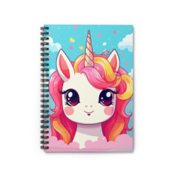 Cute Kawaii Pink Themed Unicorn Spiral Notebook - Ruled Line, 8" x 6"